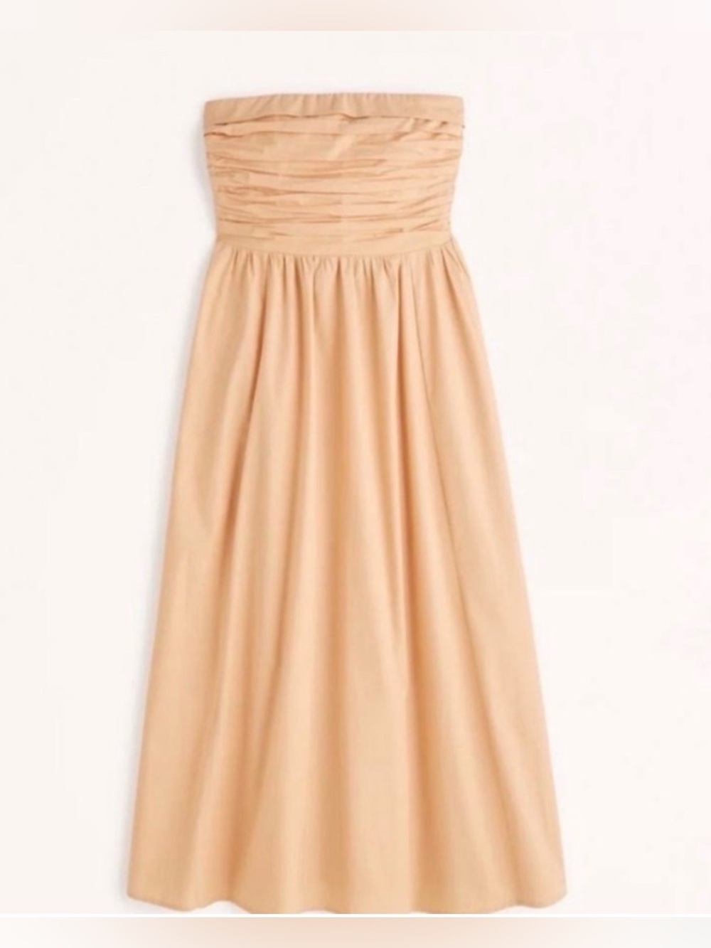 Abercrombie & Fitch - Poplin Strapless Orange Summer Midi Dress Size Medium